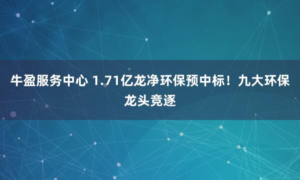 牛盈服务中心 1.71亿龙净环保预中标！九大环保龙头竞逐