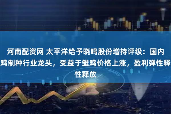 河南配资网 太平洋给予晓鸣股份增持评级：国内蛋鸡制种行业龙头，受益于雏鸡价格上涨，盈利弹性释放