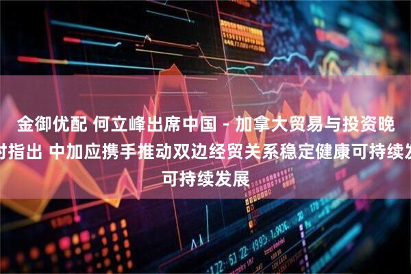 金御优配 何立峰出席中国－加拿大贸易与投资晚宴时指出 中加应携手推动双边经贸关系稳定健康可持续发展